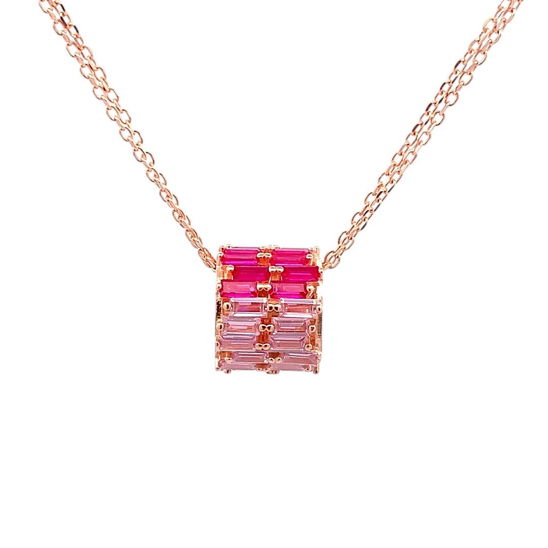 Roll of Pink Trio Pendant Chain (Pure Silver) - Rose Gold